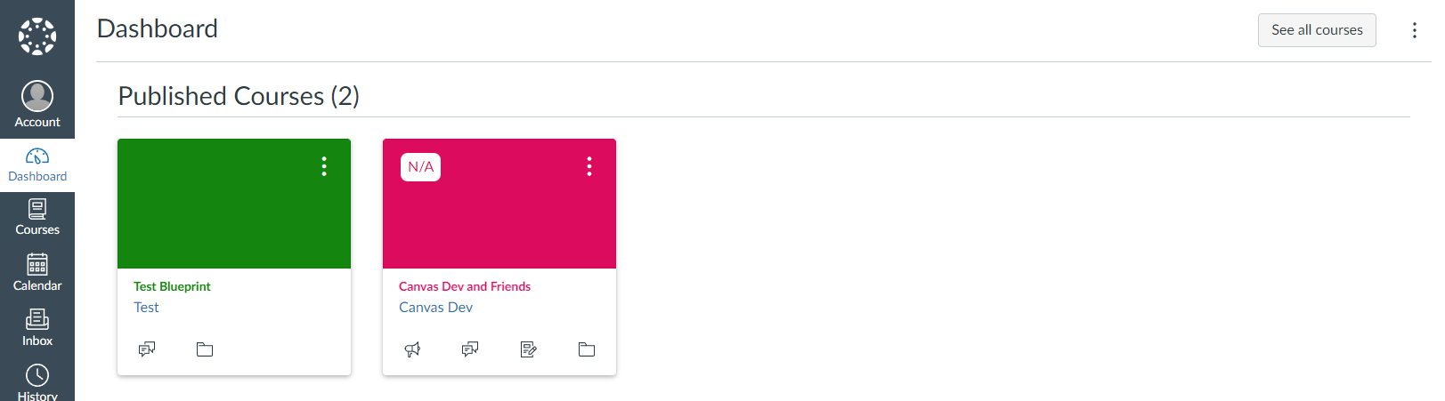 Dashboard view with extension modifications active